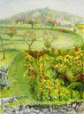 Painting by Martha Stone, "Seasons at Lamole, Fall"